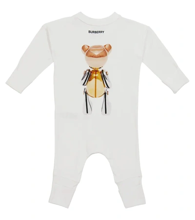 Shop Burberry Baby Printed Stretch-cotton Onesie In 白色