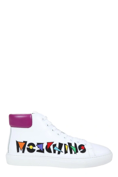 Shop Moschino Logo Embroidered High In White