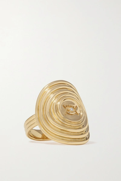 Shop Almasika Vidi 18-karat Gold Diamond Signet Ring