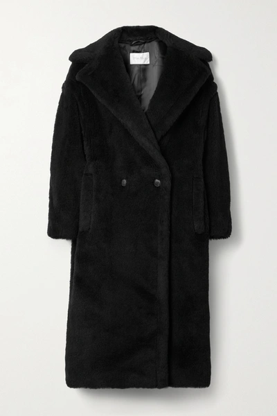 Max Mara Hooded Coat With Belt In Black Wool In Black