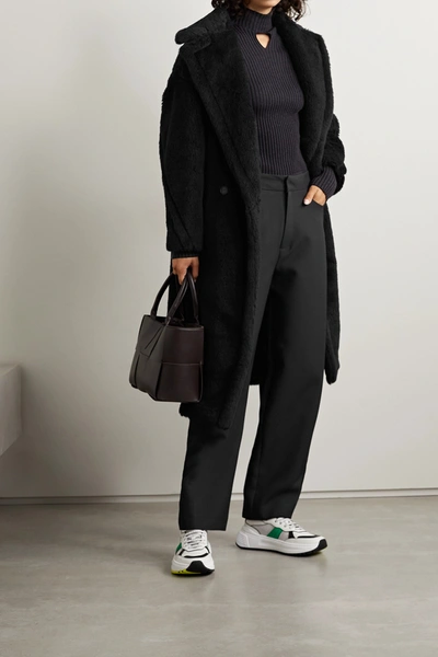 Max Mara Hooded Coat With Belt In Black Wool In Black