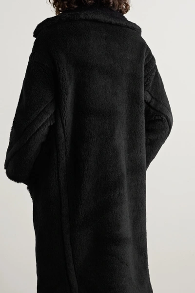 Shop Max Mara Tedgirl Double-breasted Alpaca, Wool And Silk-blend Coat In Black