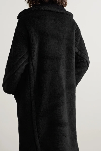Max Mara Hooded Coat With Belt In Black Wool In Black