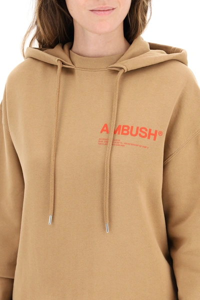 Shop Ambush Workshop Logo Print Hoodie In Brown
