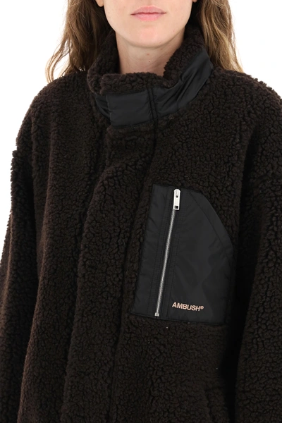 Shop Ambush Sherpa Fleece Jacket In Brown,beige