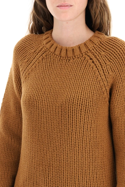 Shop Apc Crewneck Wool Sweater In Brown
