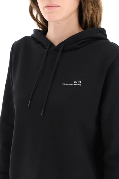 Shop Apc Item 001 Hoodie With Logo Print In Black