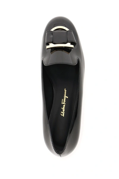 Shop Ferragamo Anyu Gancini Loafers In Black