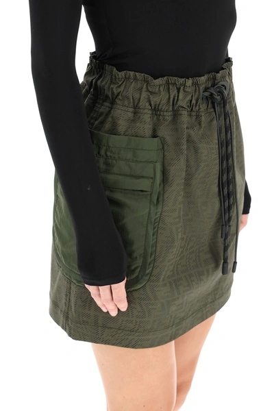 Shop Fendi Denim Mini Skirt With Ff Logo In Green