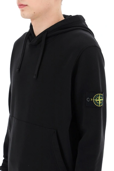 Shop Stone Island Hooded Sweatshirt In Black