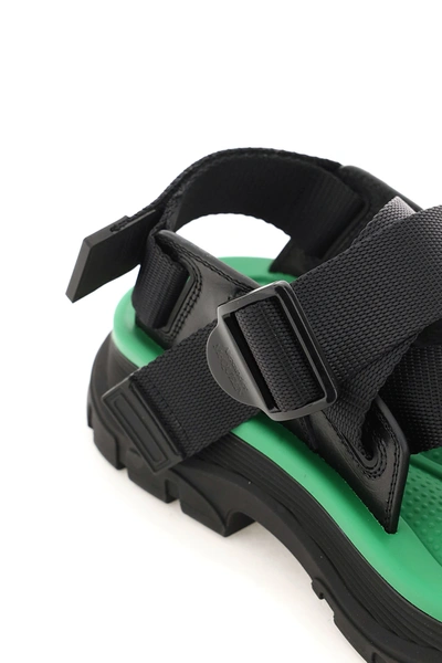 Shop Alexander Mcqueen Tread Sandals With Web Strap Fastening In Black,green