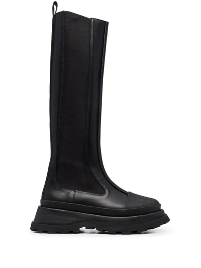 Shop Jil Sander Knee-length Chelsea Boots In 黑色