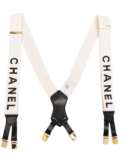 Pre-owned Chanel 1997 Logo-print Suspenders In 黑色