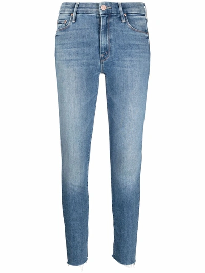Shop Mother Cropped Skinny-cut Jeans In 蓝色