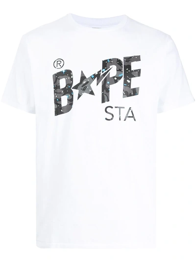 A Bathing Ape Gradation Camo Bapesta T-shirt In White | ModeSens