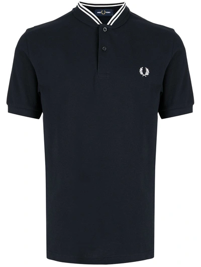 Shop Fred Perry Logo Embroidered Polo Shirt In 蓝色