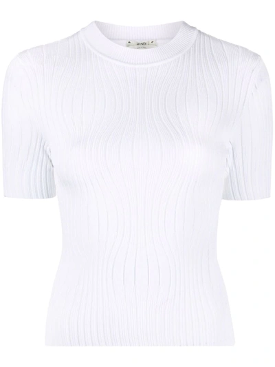 Shop Fendi Short-sleeve Rib-knit Top In 白色