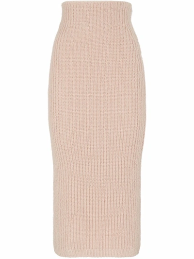 Shop Fendi High-waisted Pencil Skirt In 粉色