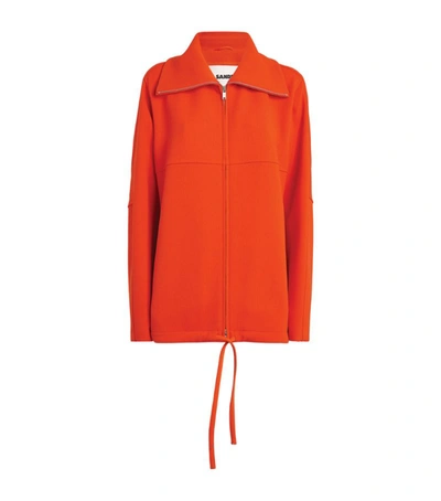 Shop Jil Sander Virgin Wool Zipped Jacket In Orange