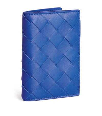 Shop Bottega Veneta Leather Intrecciato Bifold Card Holder In Blue