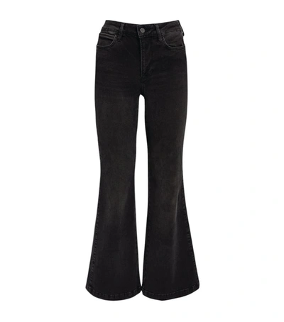 Shop Paige High-rise Genevieve Flared Jeans In Black