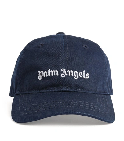 Shop Palm Angels Cotton Logo Baseball Cap In Navy