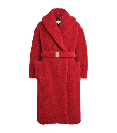 Shop Casablanca Belted Coat In Red