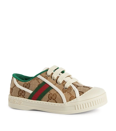 Shop Gucci Kids Canvas Gg Supreme Tennis 1977 Sneakers In Brown
