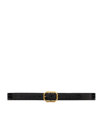 Shop Saint Laurent Frame Buckle Belt In Black