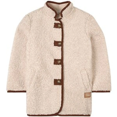 Shop Chloé White Faux Shearling Coat