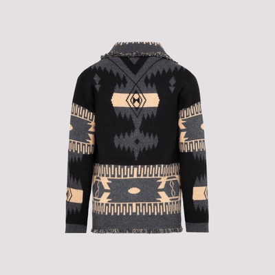 Shop Alanui Icon Jacquard Cardigan Sweater In Black