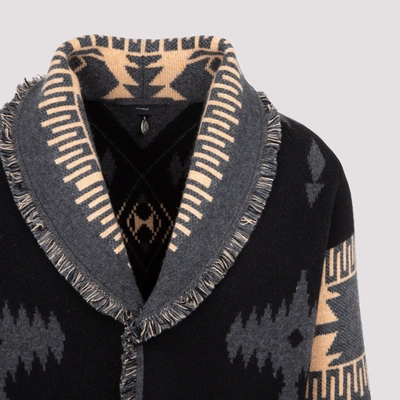 Shop Alanui Icon Jacquard Cardigan Sweater In Black