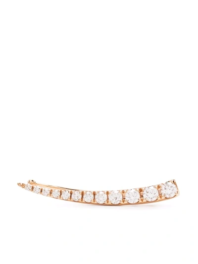 Shop Djula 18kt Rose Gold Cascade Crimped Diamond Earring In Rosa