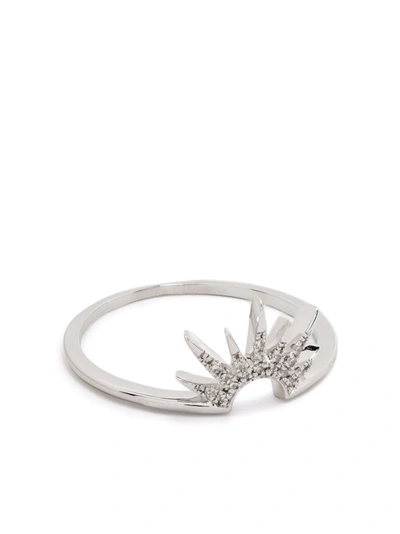 Shop Djula 18kt White Gold Sunrise Diamond Ring In Silber