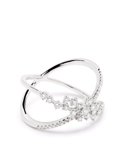 Shop Djula 18kt White Gold Fairy Tale Cross Diamond Ring In Silber