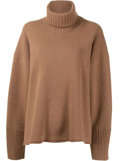 Shop Proenza Schouler Roll-neck Drop-shoulder Jumper In Braun