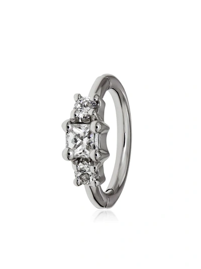 Maria Tash 18k White Gold Princess Diamond Huggie Earring In Gold