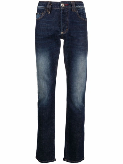 Shop Philipp Plein Super Straight Cut Jeans In Blau