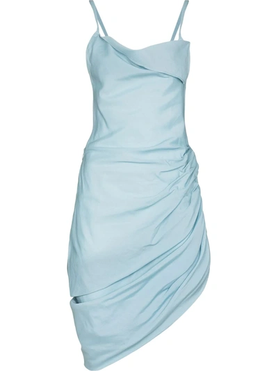 Shop Jacquemus Saudade Asymmetric Cocktail Dress In Blau