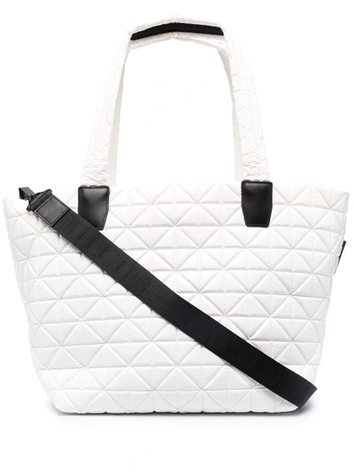 Veecollective 'vee Tote' Top Handle Medium Nylon Tote Bag In Weiss