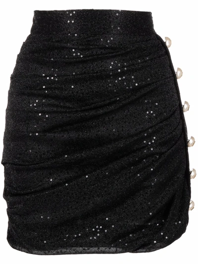 Shop Dolce & Gabbana Sequin-embellished High-waisted Skirt In Schwarz