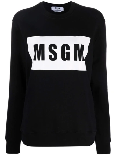 Msgm Logo-print Long-sleeve Sweatshirt In Schwarz