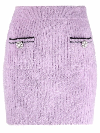 Shop Self-portrait Fluffy Mini Skirt In Violett