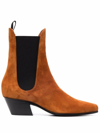 Shop Khaite Saratoga Suede Ankle Boots In Orange