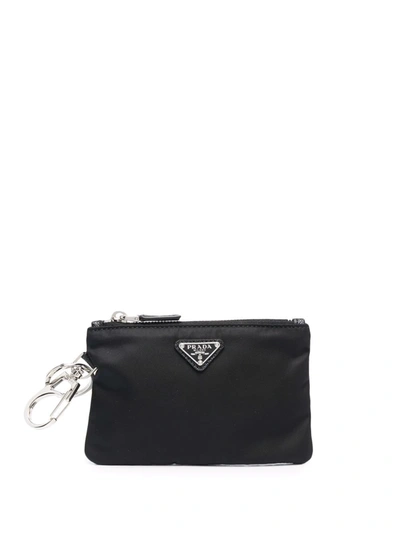 Prada Triangle Logo Pouch In Schwarz