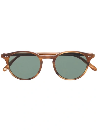Shop Garrett Leight Clune Round-frame Sunglasses In Braun