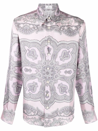 Shop Etro Paisley-print Silk Shirt In Rosa