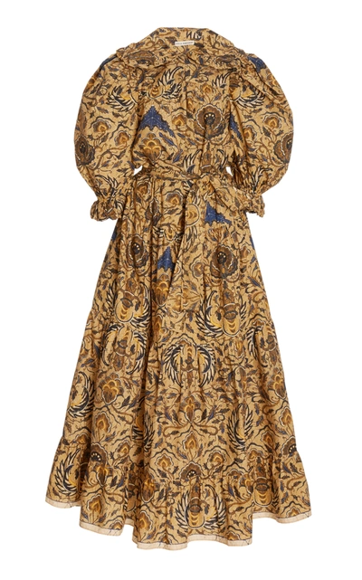Shop Ulla Johnson Women's Rosalind Belted Cotton Midi Dress In Print,multi