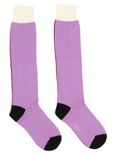 Shop Marni Colour Block Long Socks In Multi
