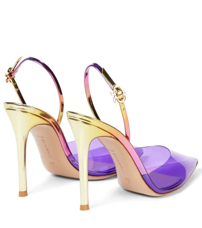Shop Gianvito Rossi Ribbon D'orsay Pvc And Leather Pumps In 金色